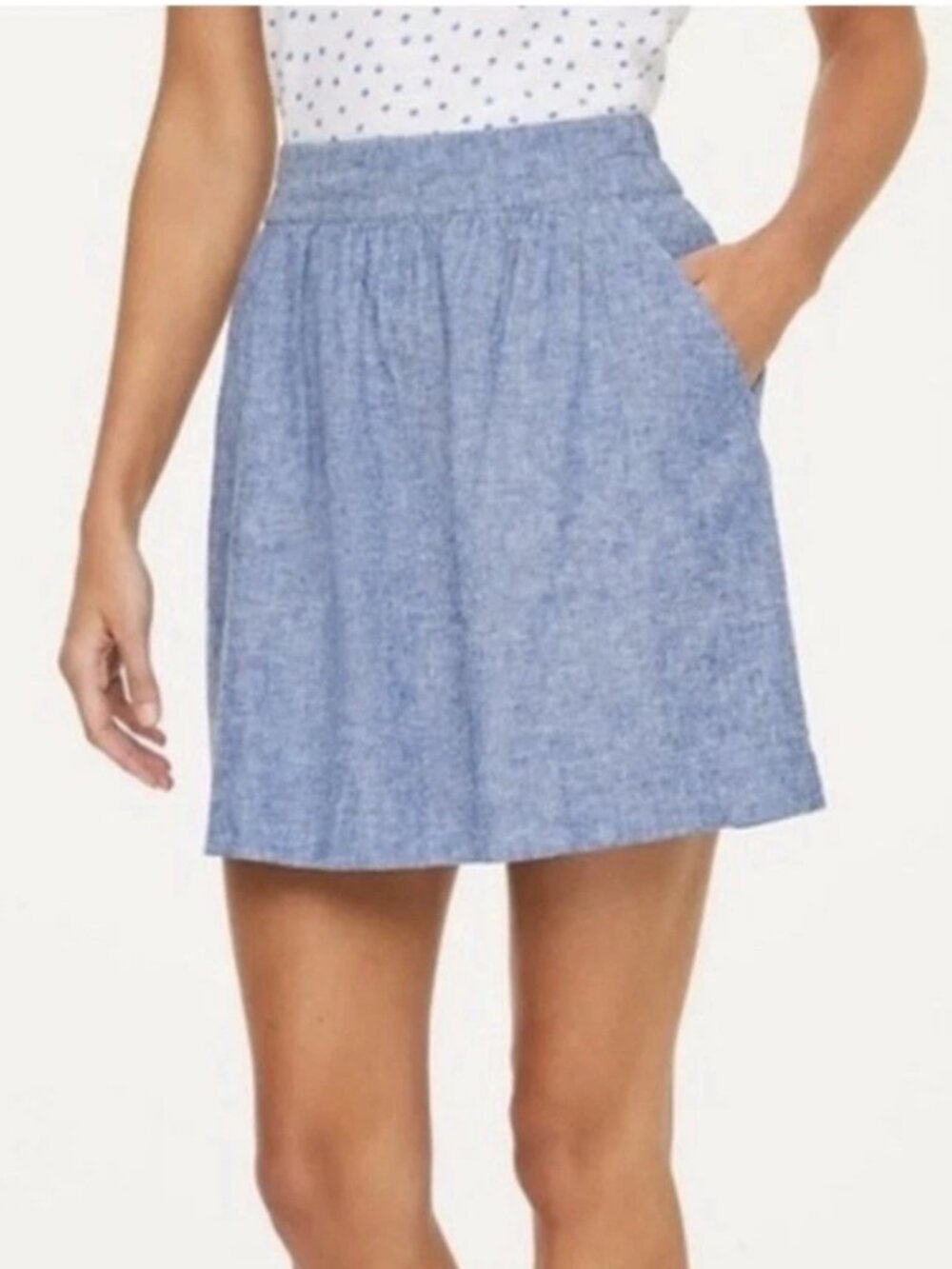 NWT Loft Outlet linen light blue skirt sieth pockets size Med Petite